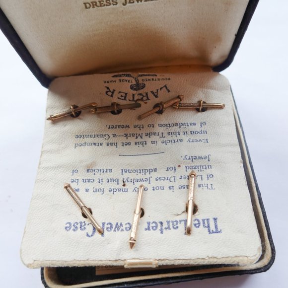 ANTIQUE PLATIUM CLAD CUFFLINKS STUDS Complete set - Picture 2 of 3